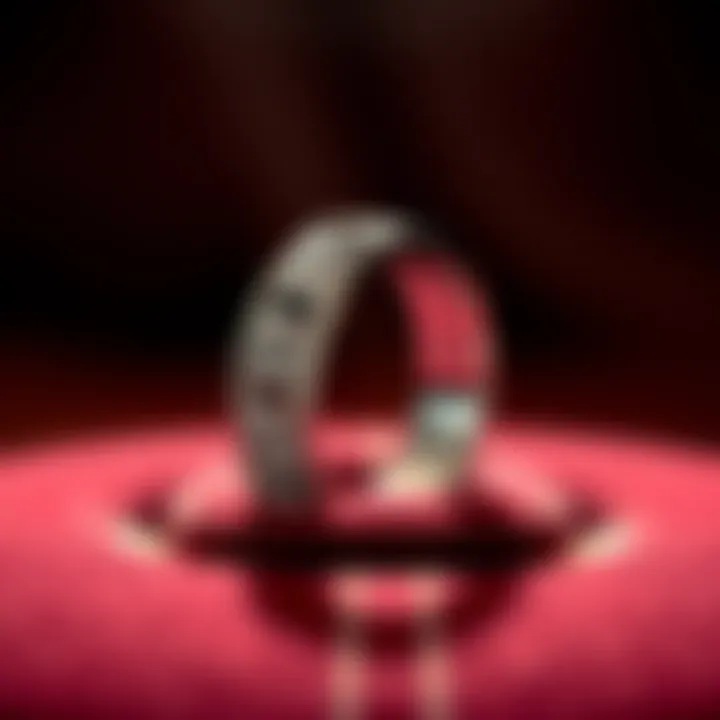 Elegant wedding band displayed against a velvet background