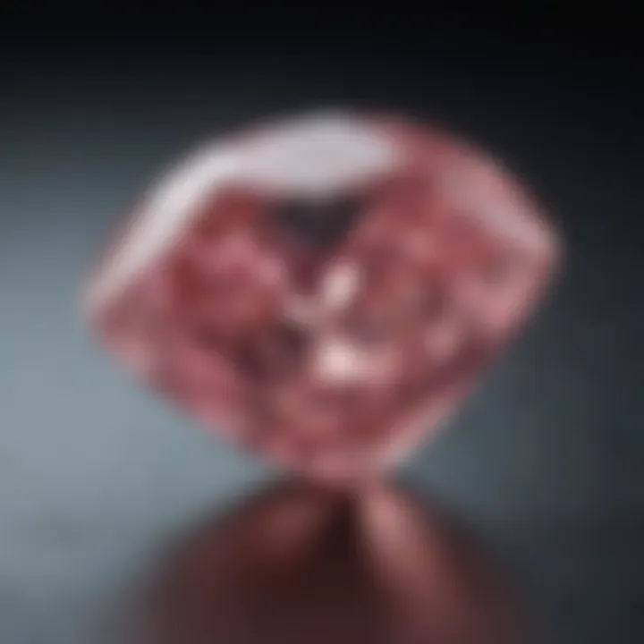 Close-up of pink diamond showcasing its unique color and clarity