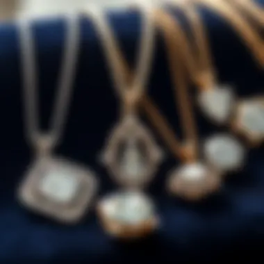 Diverse Styles of Diamond Necklaces Various styles of diamond necklaces on a velvet background