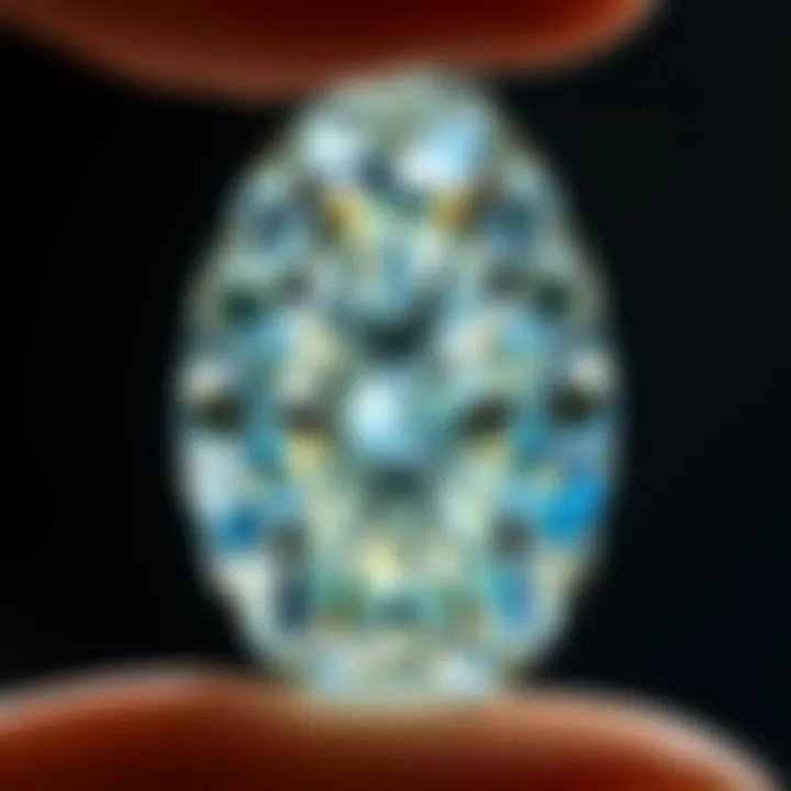 A close-up of a diamond being evaluated for quality and brilliance