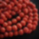 Natural red coral beads showcasing their vibrant color