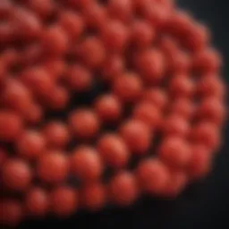 Natural red coral beads showcasing their vibrant color