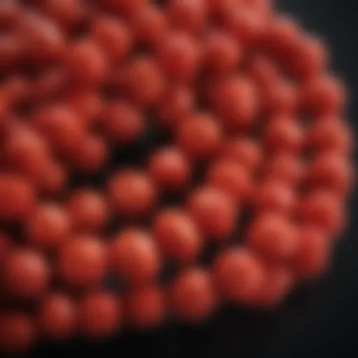 Natural red coral beads showcasing their vibrant color