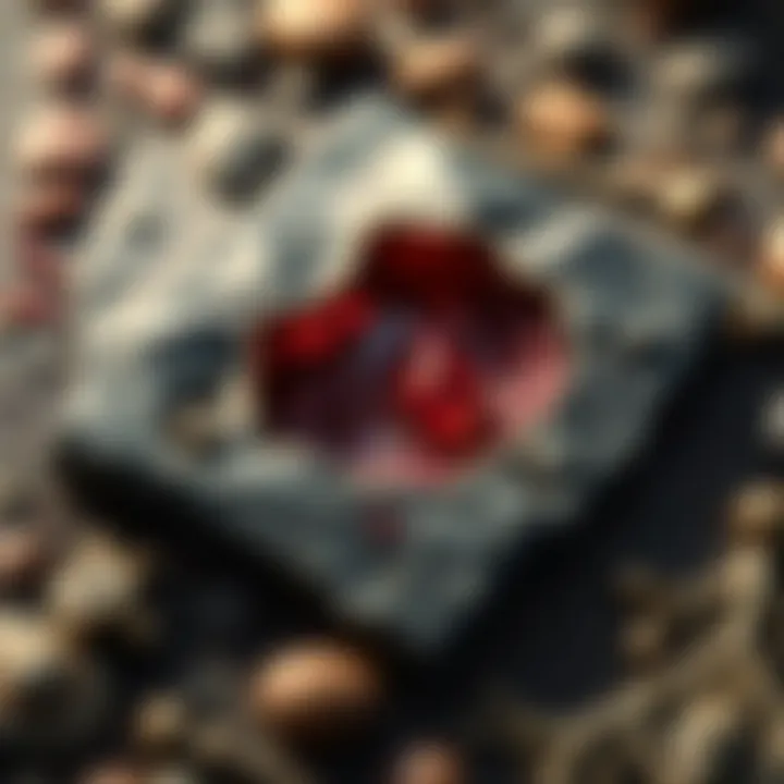 Geological Origins of Red Spinel A geological formation illustrating the natural origins of red spinel