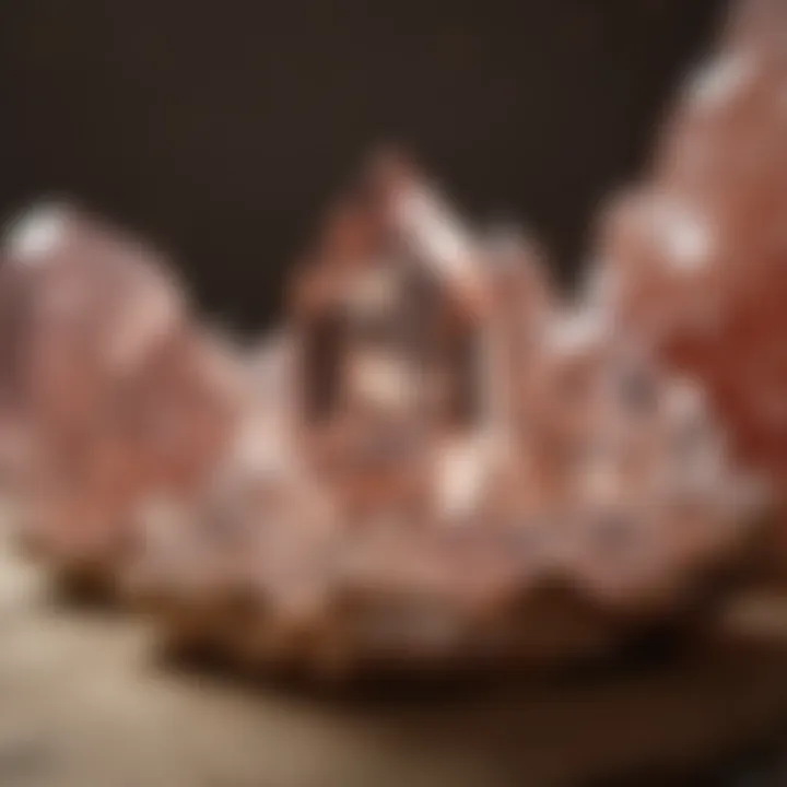 Natural Morganite crystals displayed in a decorative setting, highlighting their unique shapes