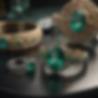 Elegant Emerald Jewelry Collection A beautifully arranged display of emerald jewelry pieces highlighting their elegance