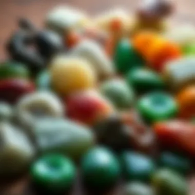 An array of different jade types, displaying their unique colors and forms