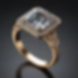 Elegant rectangle engagement ring with diamond