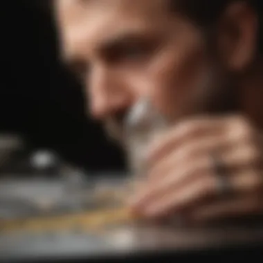 Artisan Setting a Sliced Diamond Artisan craftsman carefully setting a sliced diamond into a bespoke jewelry piece.
