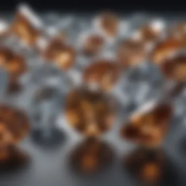 Captivating Sliced Diamonds Arrangement A captivating arrangement of sliced diamonds reflecting light in unique ways, emphasizing their beauty.