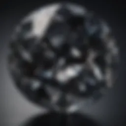 Close-up view of a small black diamond showcasing its unique facets
