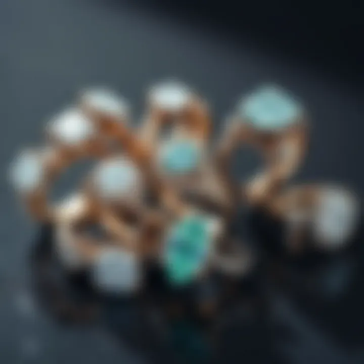 Collection of Luxurious Rings A beautifully arranged collection of diamond rings