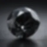 A close-up view of a 3 carat black diamond showcasing its unique facets.