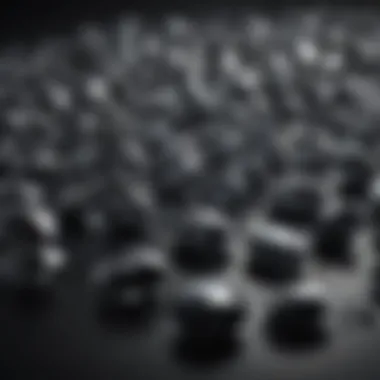 Collection of Black Diamonds A beautifully arranged collection of black diamonds in various cuts and settings.