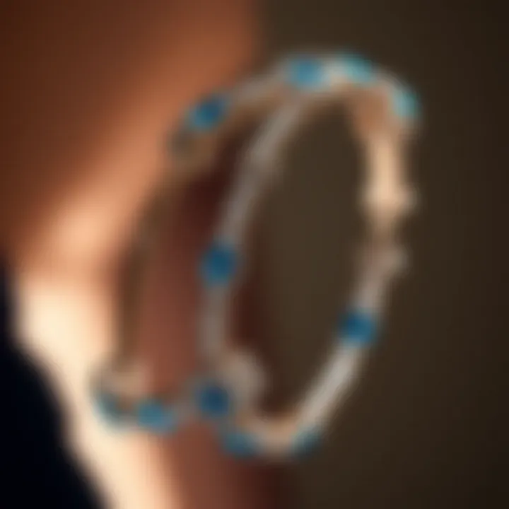 A detailed view of the craftsmanship of a blue Nile diamond bracelet