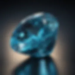 A striking close-up of a blue topaz gemstone showcasing its vibrant color and clarity