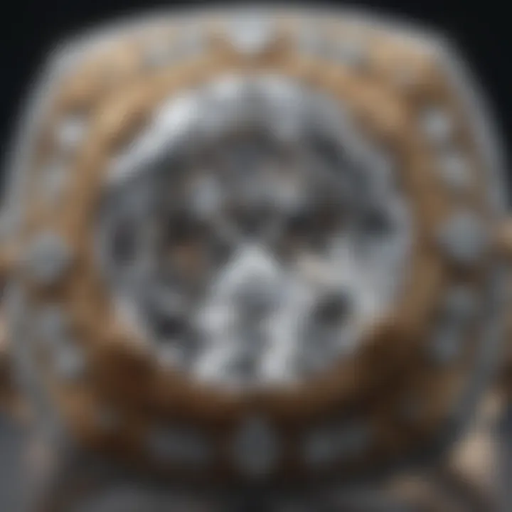 Close-up view of the intricate craftsmanship in a diamond ring