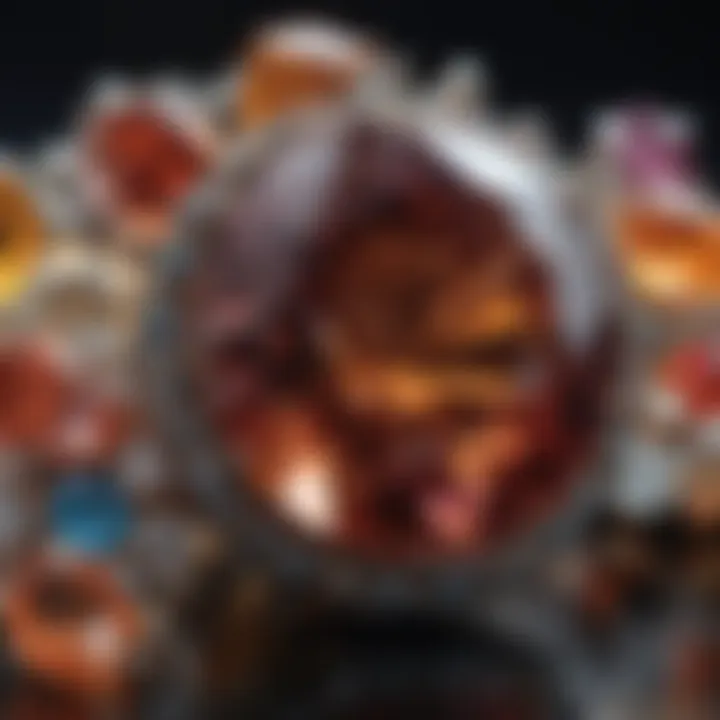 Close-up of a unique gemstone showcasing its intricate details