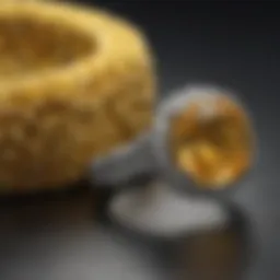 Elegant yellow topaz wedding ring set on a plush velvet background