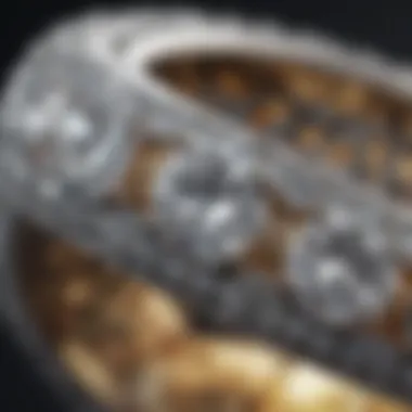 Detailed close-up of a diamond-studded anniversary band