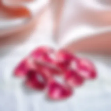 Holistic Significance of Pink Tourmaline A serene arrangement of pink tourmaline crystals on a soft surface, representing their holistic significance