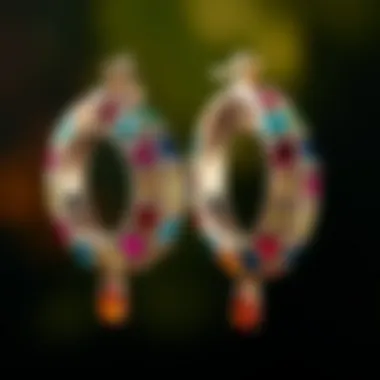 Gemstone Inlay Hoop Earrings Intricate gemstone inlay hoop earrings reflecting vibrant artistry