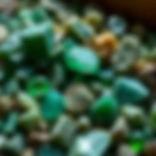 Diverse Green Rock Collection An assortment of green rocks displaying various hues and textures