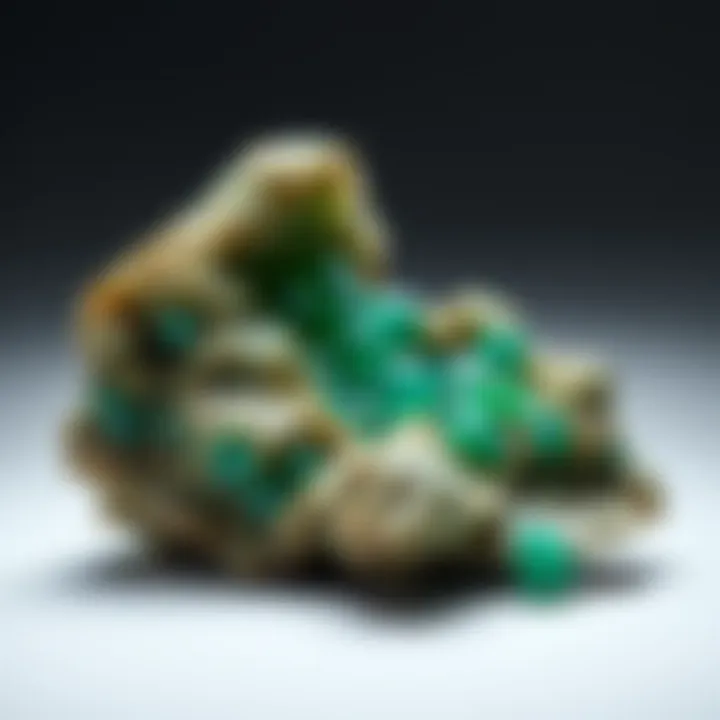 A vibrant green mineral formation in its natural habitat