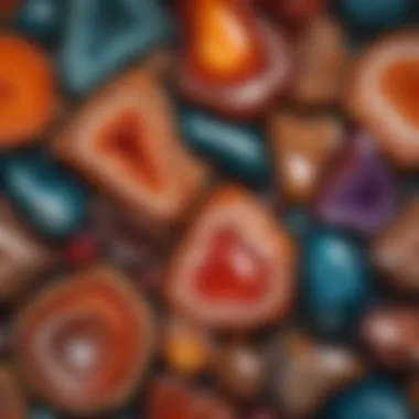 A collection of various agate crystals highlighting their unique colors and textures.