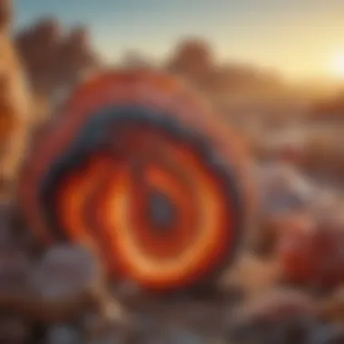 Geological formation of agate crystals within their natural environment.