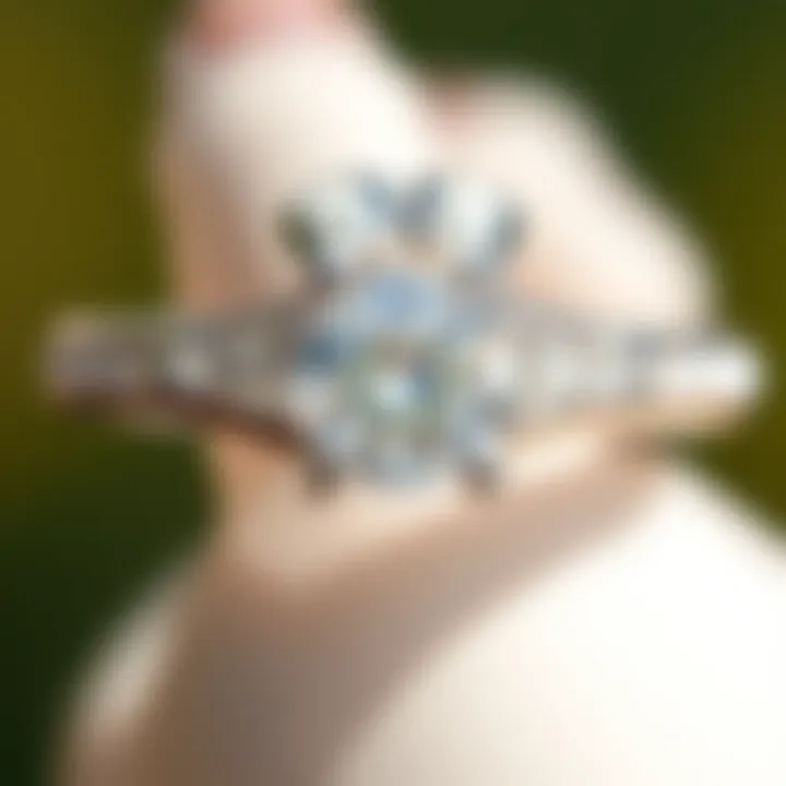 A close-up view highlighting the intricate details of a brilliance engagement ring