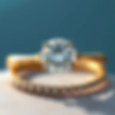 Close-up view of a round diamond in a thin gold setting