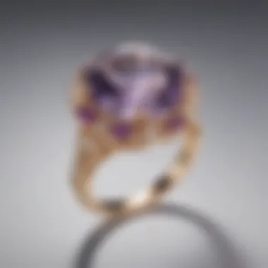 Artistic arrangement of the oval rose de France amethyst ring with complementary gemstones.