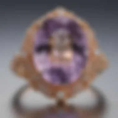 Close-up view of an oval rose de France amethyst ring showcasing its delicate hues.