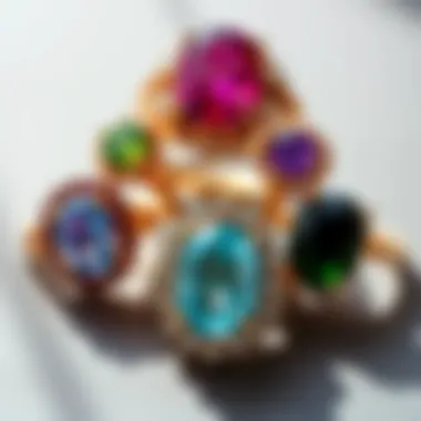 An elegant display of the enchanted rings collection highlighting various gemstones and craftsmanship.