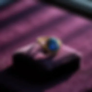 A beautifully set enchanted ring on a velvet surface, emphasizing its allure and elegance.