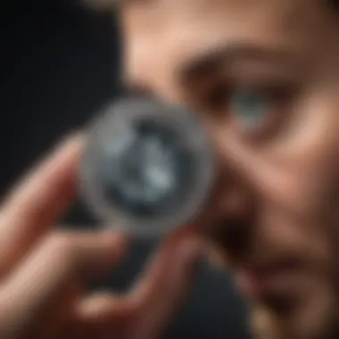 Craftsmanship in Diamond Quality Assessment An expert examining the quality of a diamond with a loupe, emphasizing the importance of craftsmanship