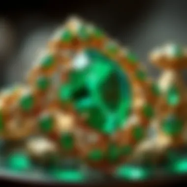 Historical artifacts adorned with emerald green gemstones