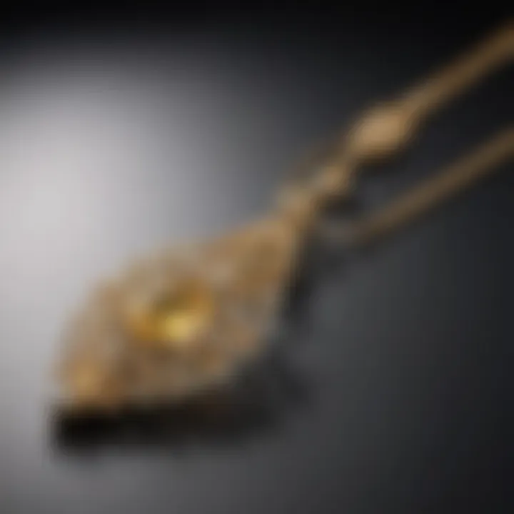 A luxurious piece of eighteen-karat yellow gold necklace displayed elegantly