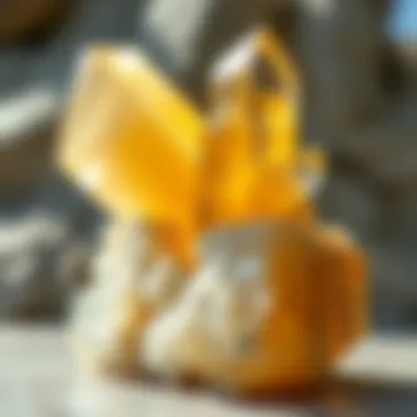 Geological Formation of Lemon Quartz A natural lemon quartz crystal formation highlighting its geological attributes.