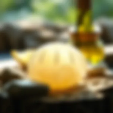 Lemon Quartz in Holistic Practices A tranquil setting where lemon quartz is utilized in a holistic practice.