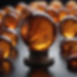 Glistening pieces of polished amber displayed artistically