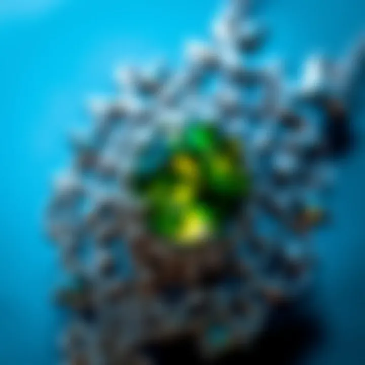 Close-up of a peridot stone embedded in intricate jewelry design