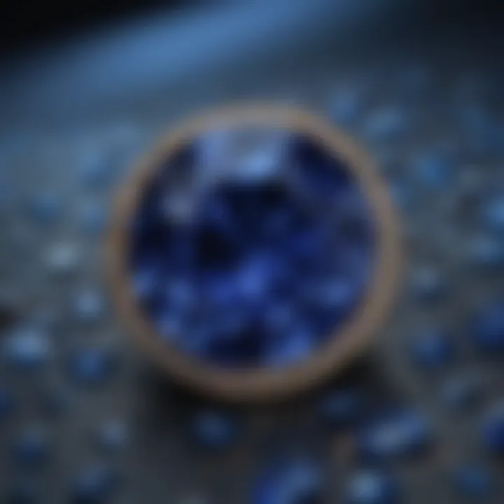 Close-up of a stunning sapphire stone showcasing its vibrant blue hue