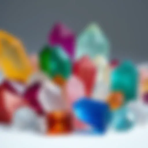 A stunning array of quartz crystals showcasing various colors