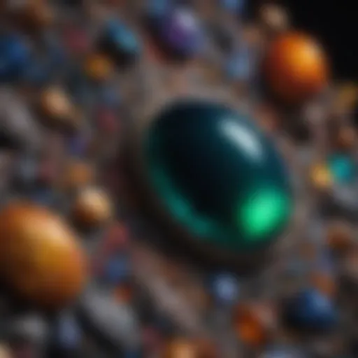 Close-up view of a black opal showcasing its vibrant play-of-color.
