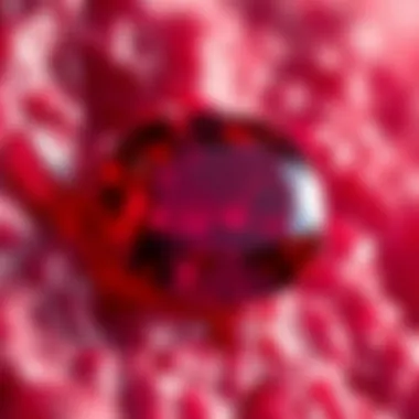 Color Variations in Raw Rubies A close-up of the vibrant color variation in raw rubies