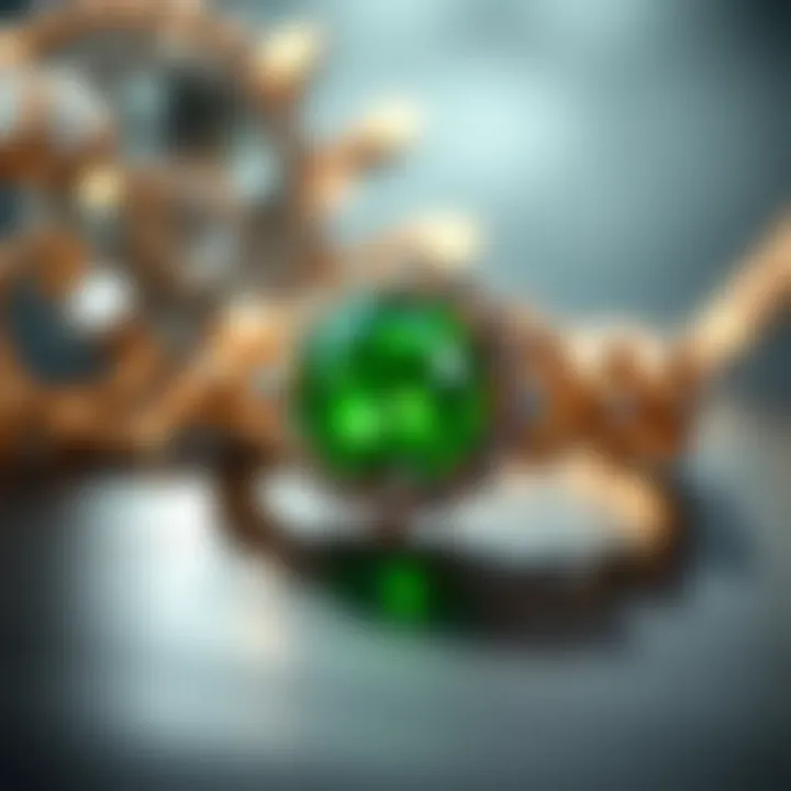 An elegant piece of jewelry featuring tsavorite set against a backdrop of luxury