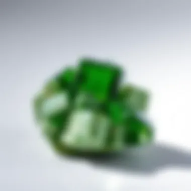 Natural tsavorite crystals in their raw form, highlighting their unique geological origins