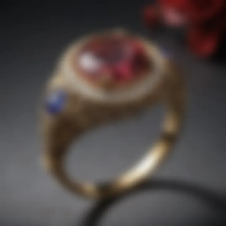 A beautifully crafted vintage anniversary ring adorned with a unique gemstone